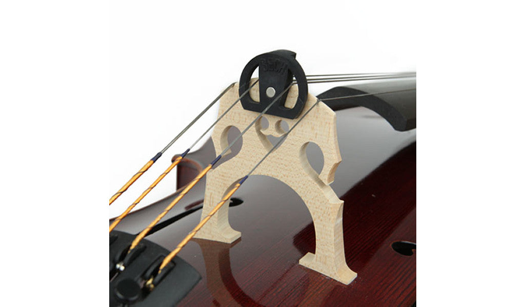 Bech Magnetic Mute for Cello - on cello bridge