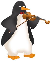 Penguin playing violin
