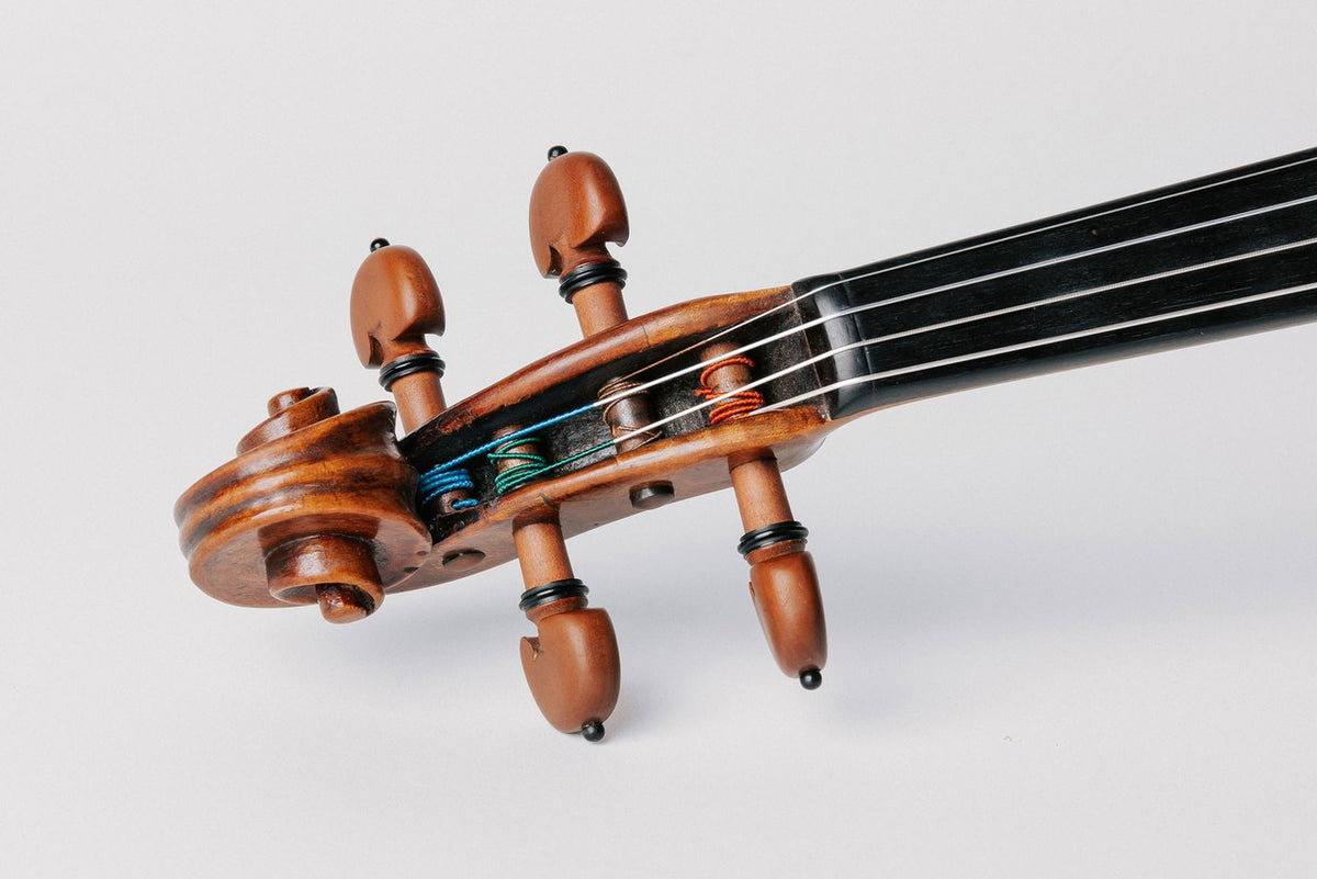 Thomastik-Infeld Dynamo Solo DY100S violin strings - installed on violin pegbox