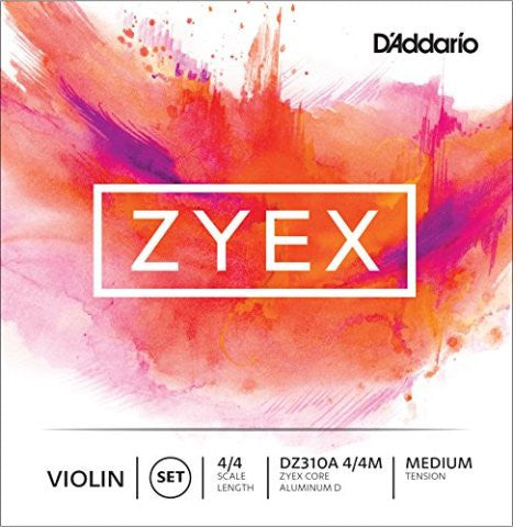D'Addario Zyex Violin Strings with Silver D - Ball End