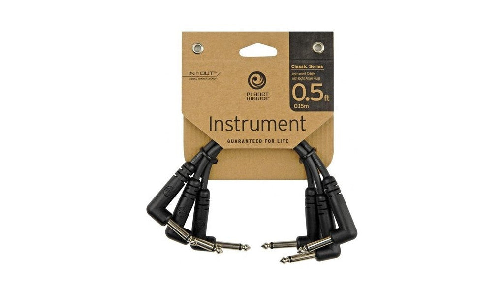 Planet Waves .5 Classic Series 1/4" Patch Cable - Right Angle Plugs (3 Pack)