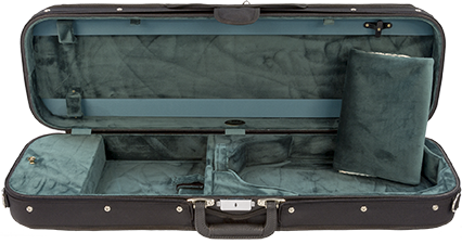 Bobelock 1002 Wooden Oblong Violin Case with Green Velour Interior